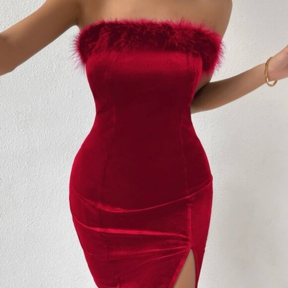 Elegant Red Strapless Dress - Picture 3 of 5